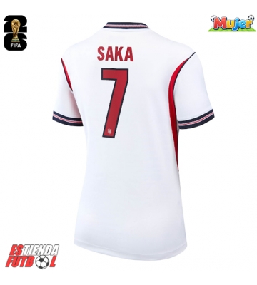 Inglaterra Bukayo Saka #7 Primera Equipación Mujer Mundial 2026 Manga Corta